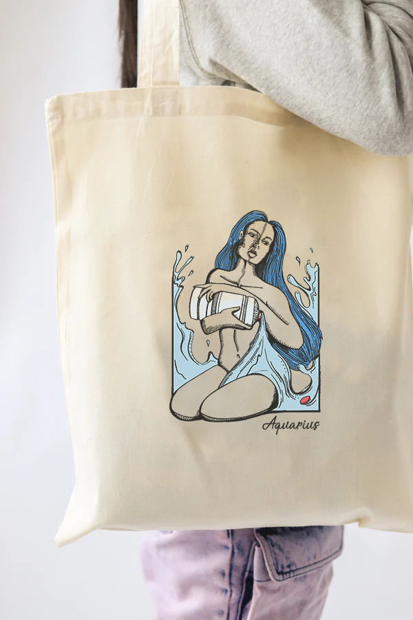 Aquarius Tote Bag - Vegan - 100% Organic Cotton