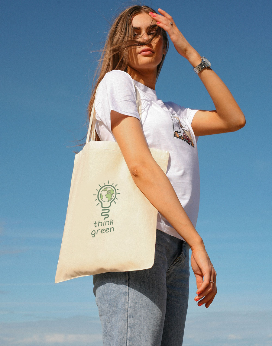 Think Green Tote Bag - Vegan - 100% Organic Cotton - New Design '24