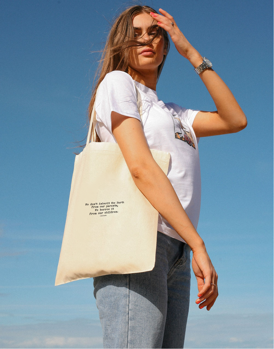 We don't Inherit the Earth Tote Bag - Vegan - 100% Organic Cotton - New Design '24