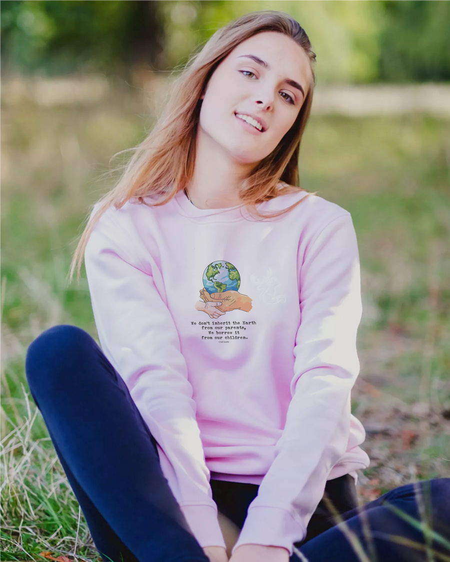 We don't inherit the Earth (With logo) - Unisex Sustainable Sweatshirt - New Design '24