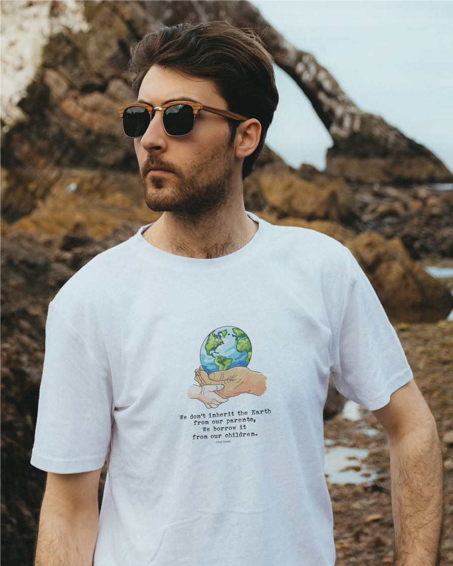 We don't Inherit the Earth (with logo) New '24 Design Unisex Organic Cotton T-Shirt