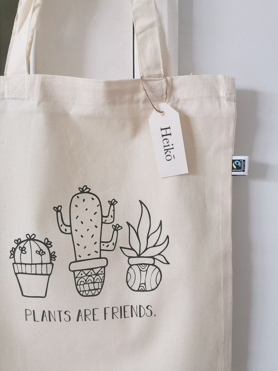 Plants are Friends Tote Bag - Vegan - 100% Organic Cotton